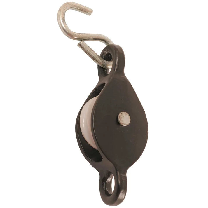 38mm No.1260 Single Line Cast Pulley With Hook - 38mm Nylon Wheel Main Image [src:12600038bk.jpg@20261028114135]