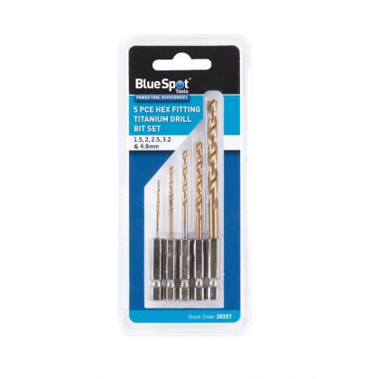 Blue Spot Tools 5PCE Hex Fitting Titanium Drill Bit Set Main Image [src:20337.jpg@20260909153454]
