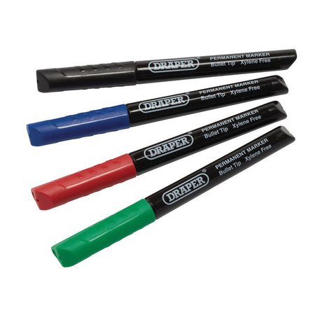 Draper 4pc Multicoloured Permanent Marker Pens Main Image