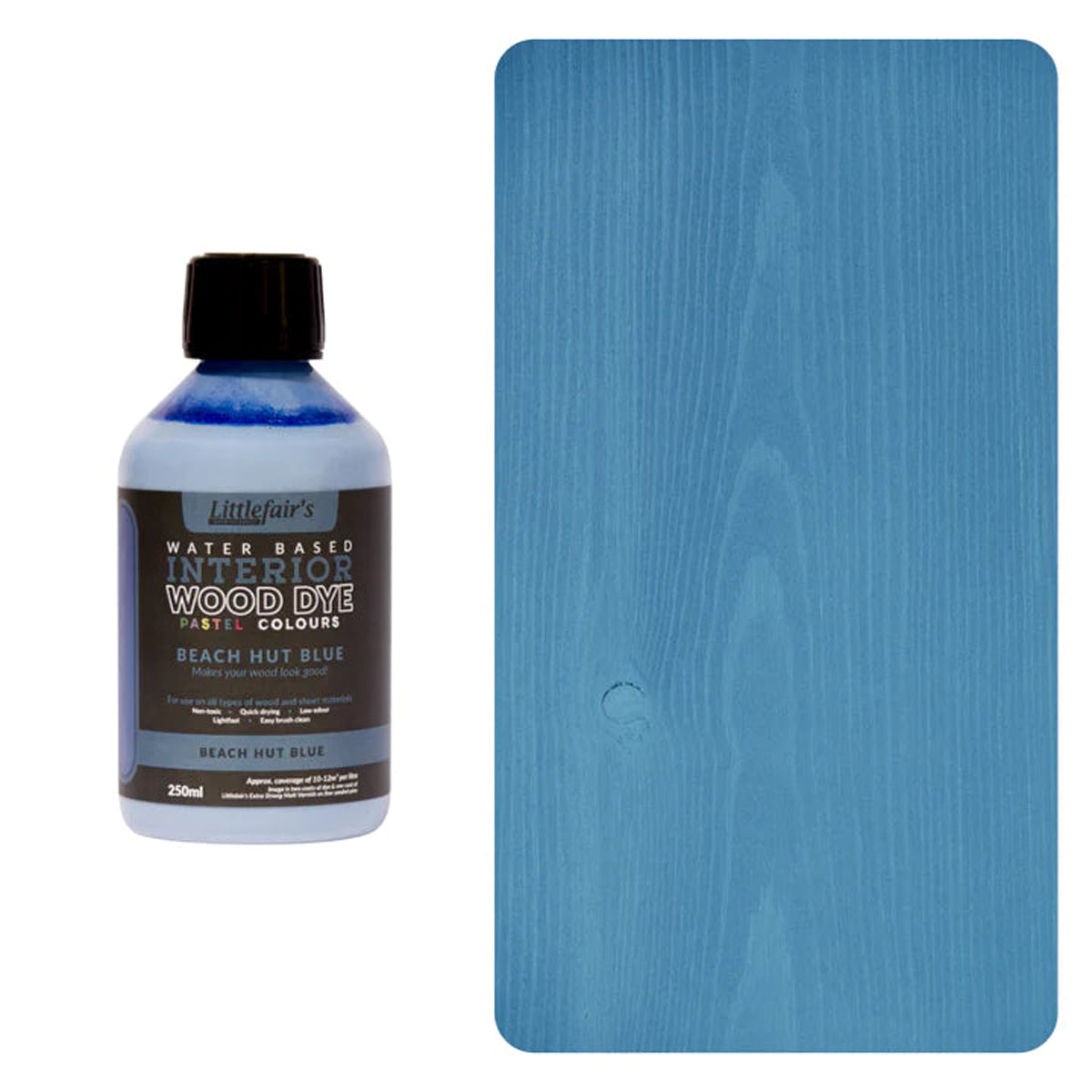 Water Based Coloured Interior Wood Stain - Beach Hut Blue - 250ml Main Image [src:250ml-beachhutblue_720x_5c29694a-a496-4dbf-ad11-2aacb382f886.jpg@20260112091912]