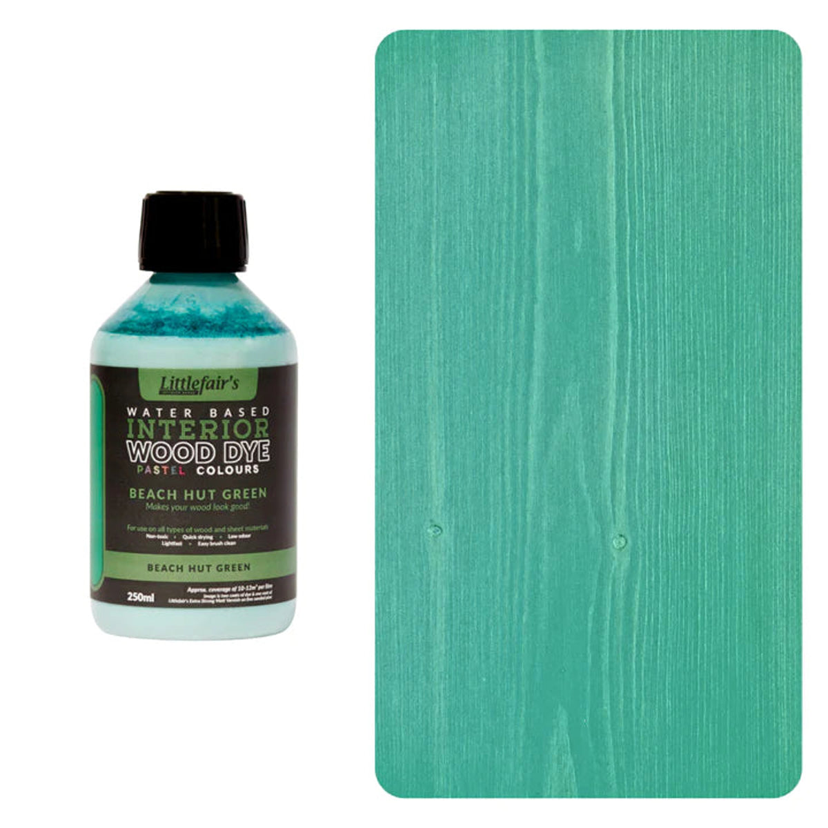 Water Based Coloured Interior Wood Stain - Beach Hut Green - 250ml Main Image