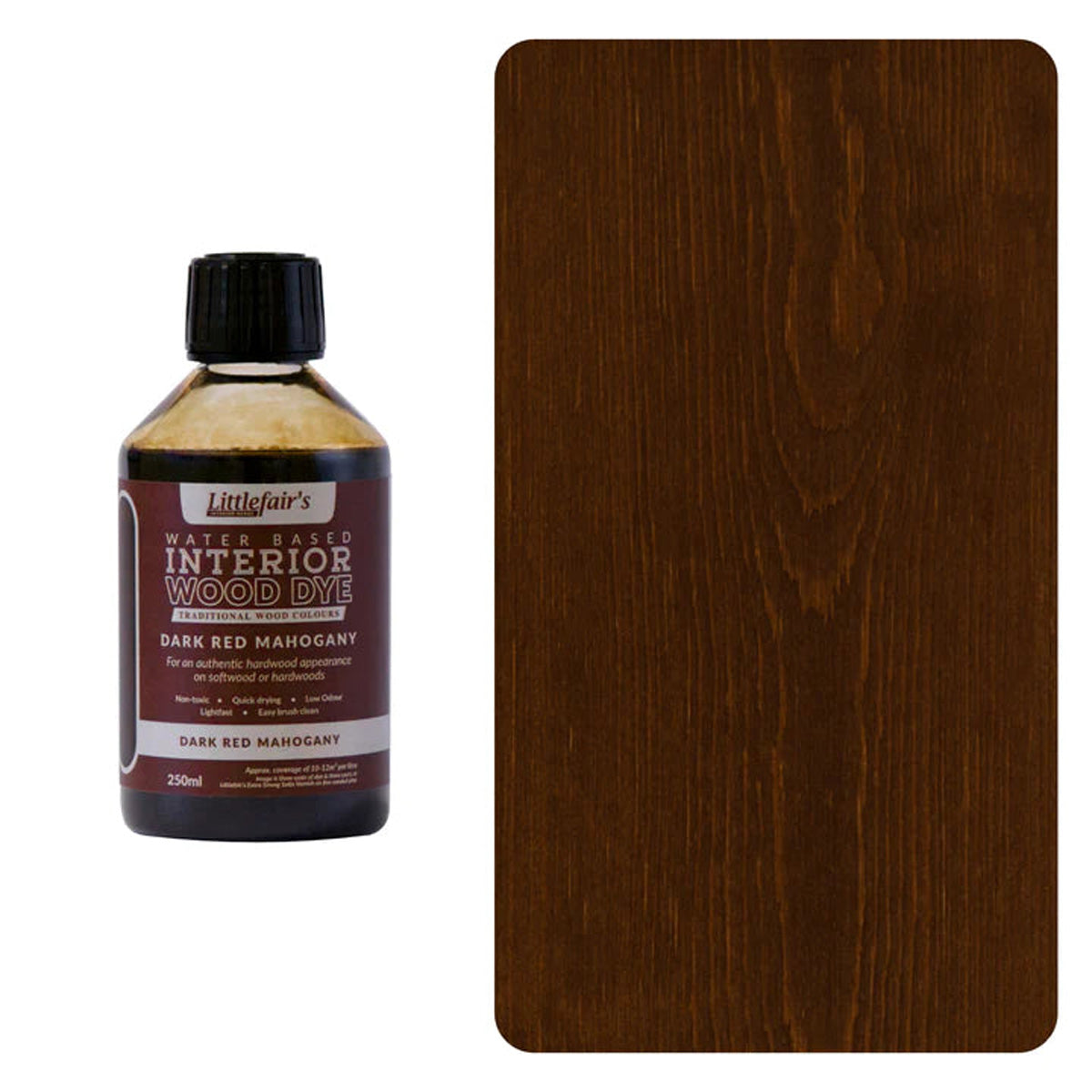 Water Based Coloured Interior Wood Stain - Dark Red Mahogany - 250ML Main Image