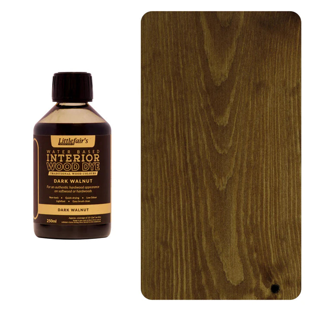 Water Based Coloured Interior Wood Stain - Dark Walnut - 250ML Main Image