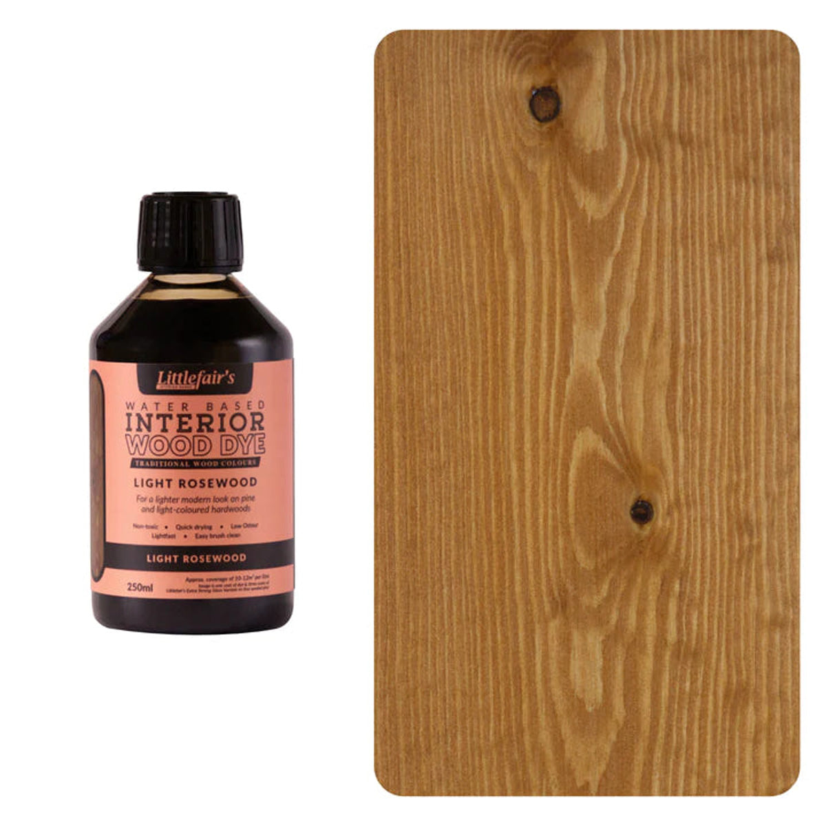 Water Based Coloured Interior Wood Stain - Light Rosewood - 250ML Main Image [src:250ml-lightrosewood_720x_e335bb10-f148-4382-9be6-099786f54be4.jpg@20260112091916]
