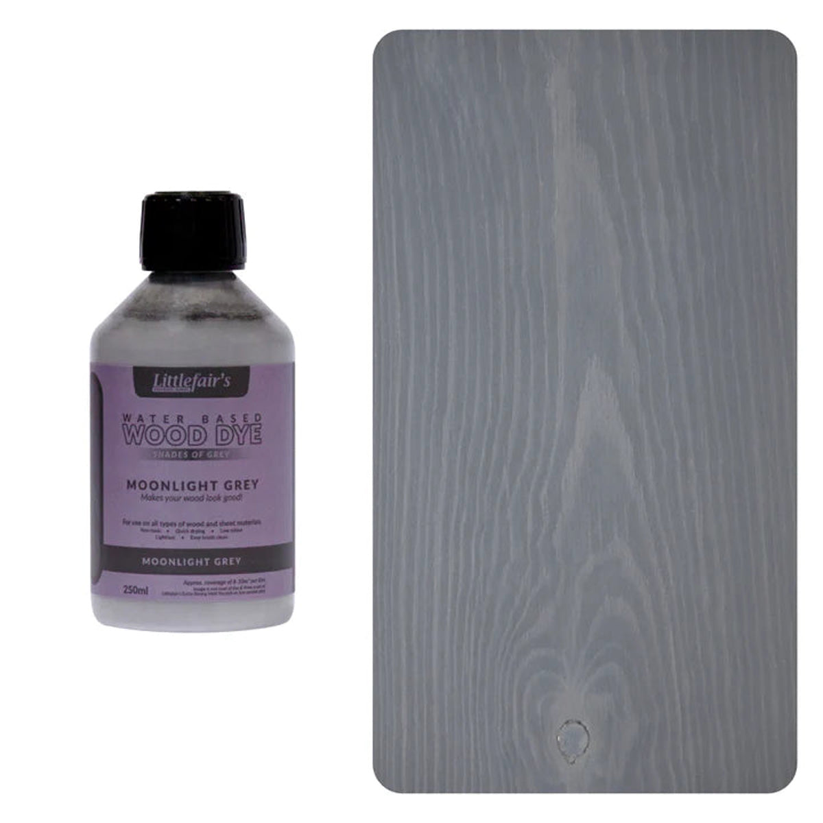 Water Based Coloured Interior Wood Stain - Moonlight Grey - 250ML Main Image