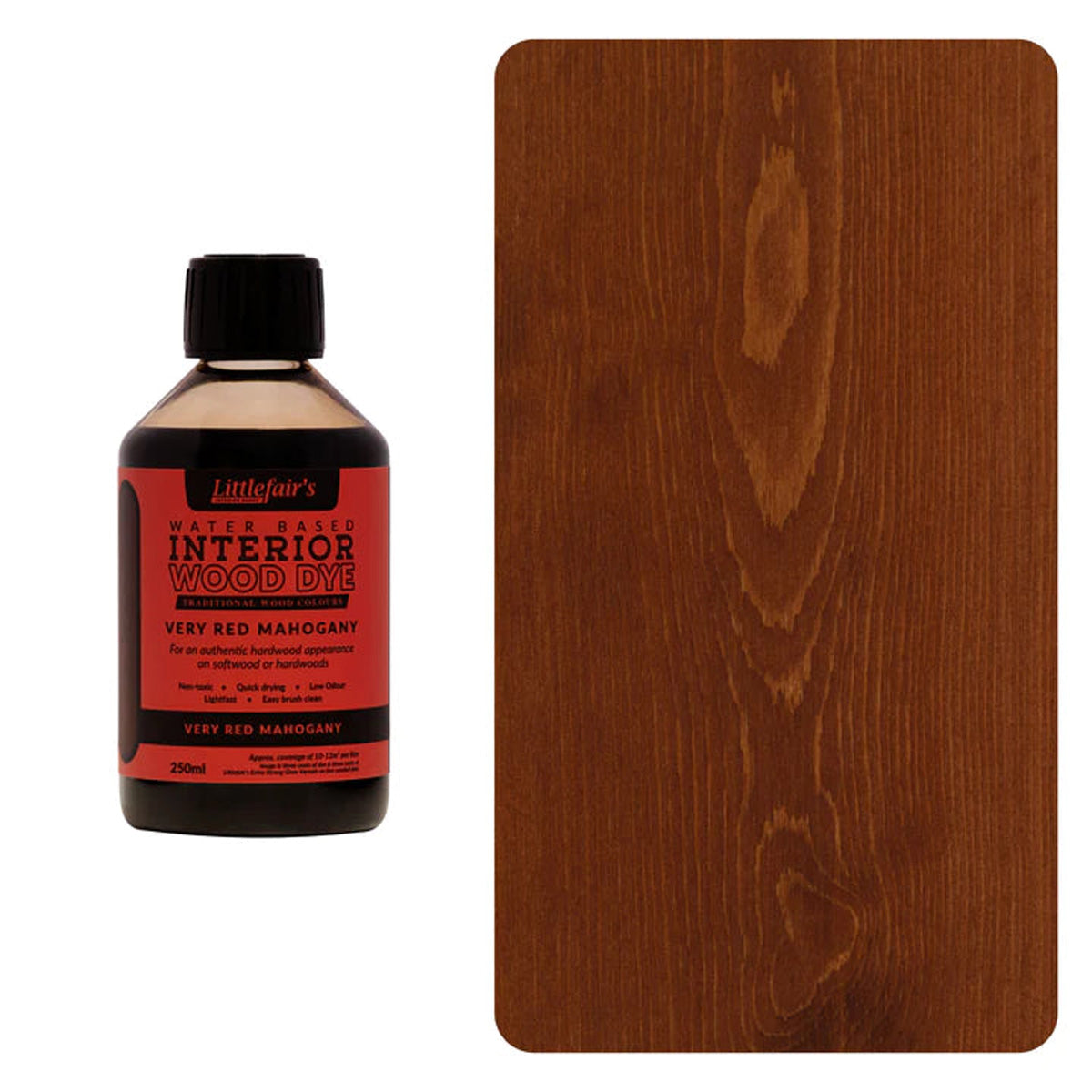 Water Based Coloured Interior Wood Stain - Very Red Mahogany - 250ML Main Image