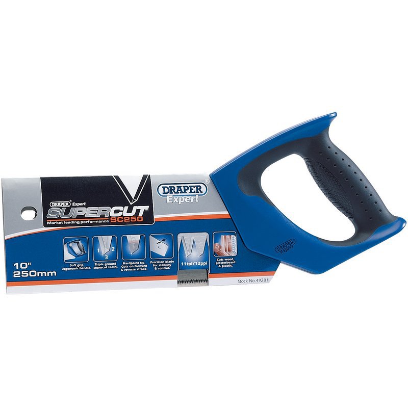 Draper Expert Supercut Soft Grip Hardpoint Tenon Saw, 250mm/10", 11tpi/12ppi Main Image