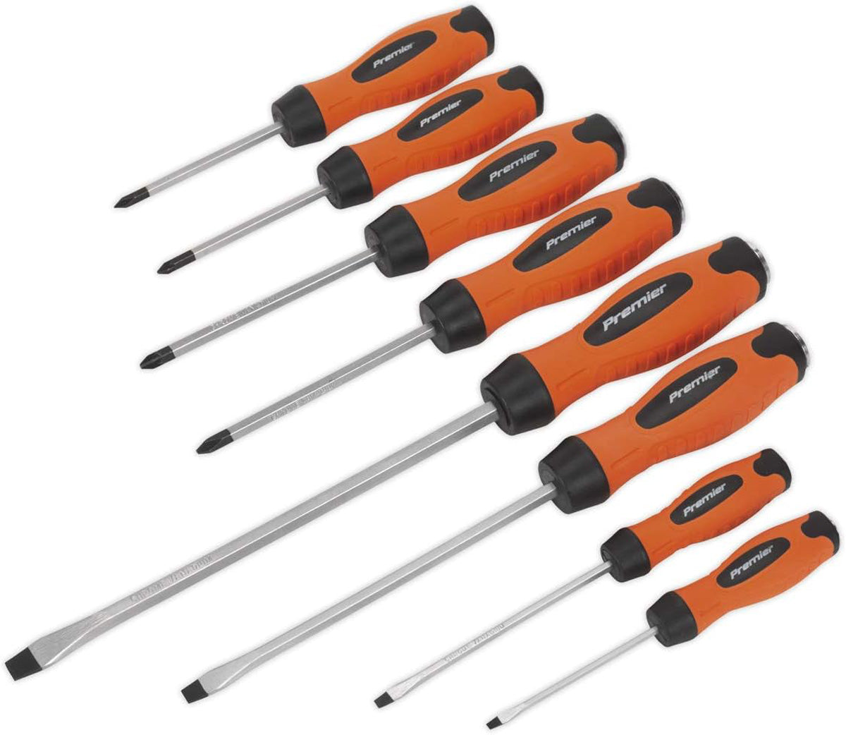 Sealey Screwdriver Set 8pc Hammer-Thru Hi-Vis Orange Main Image
