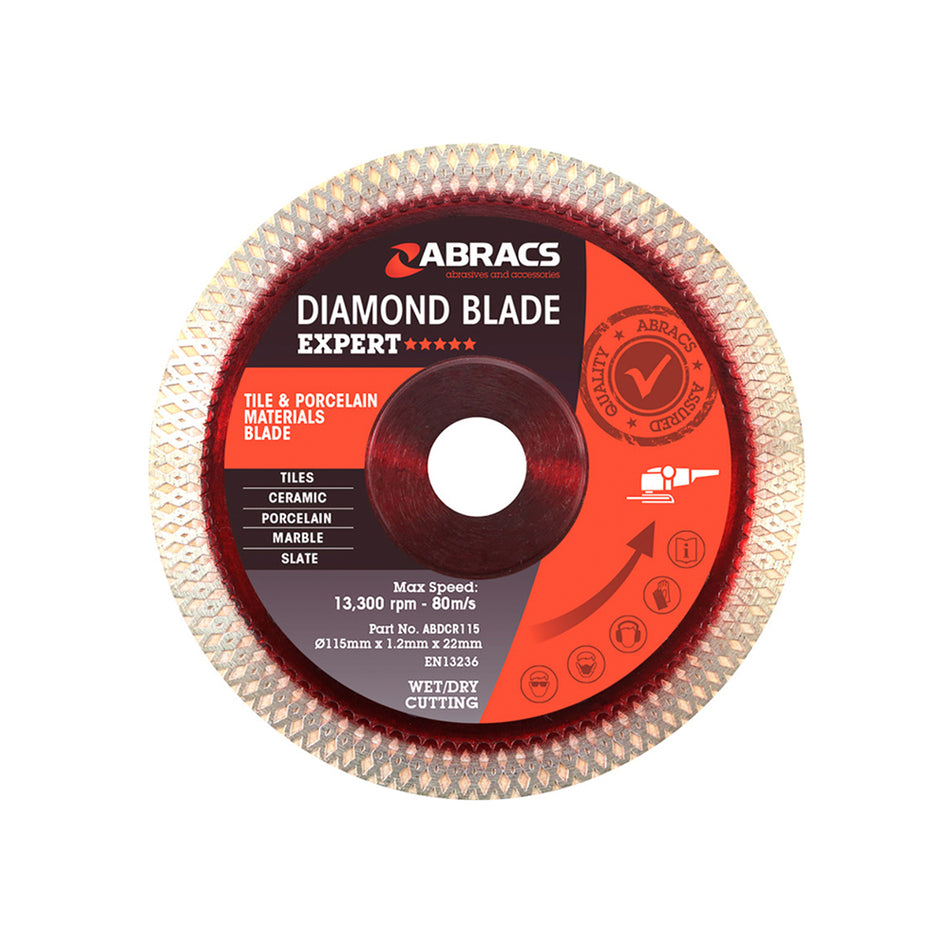 Abracs Expert Diamond Blade for Tile & Porcelain 4.5" 115 x 22mm