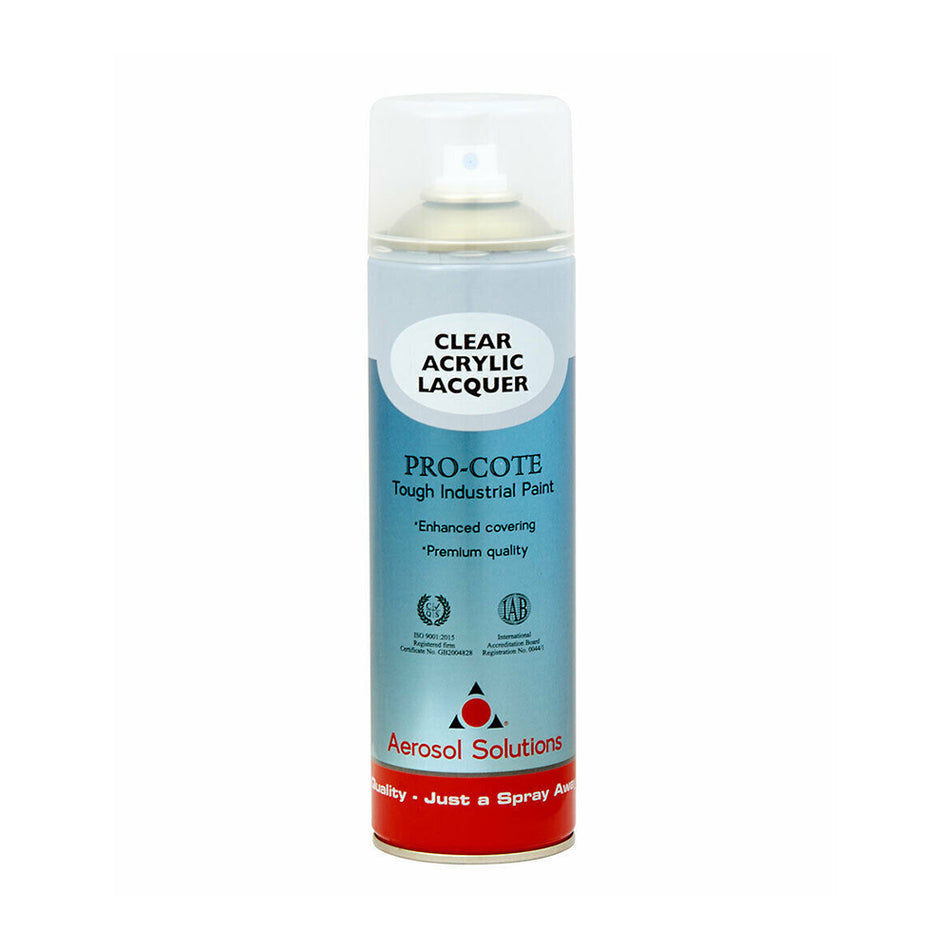 Aerosol Solutions, Pro-Cote Industrial Spray Paint, Clear Lacquer, 500ml