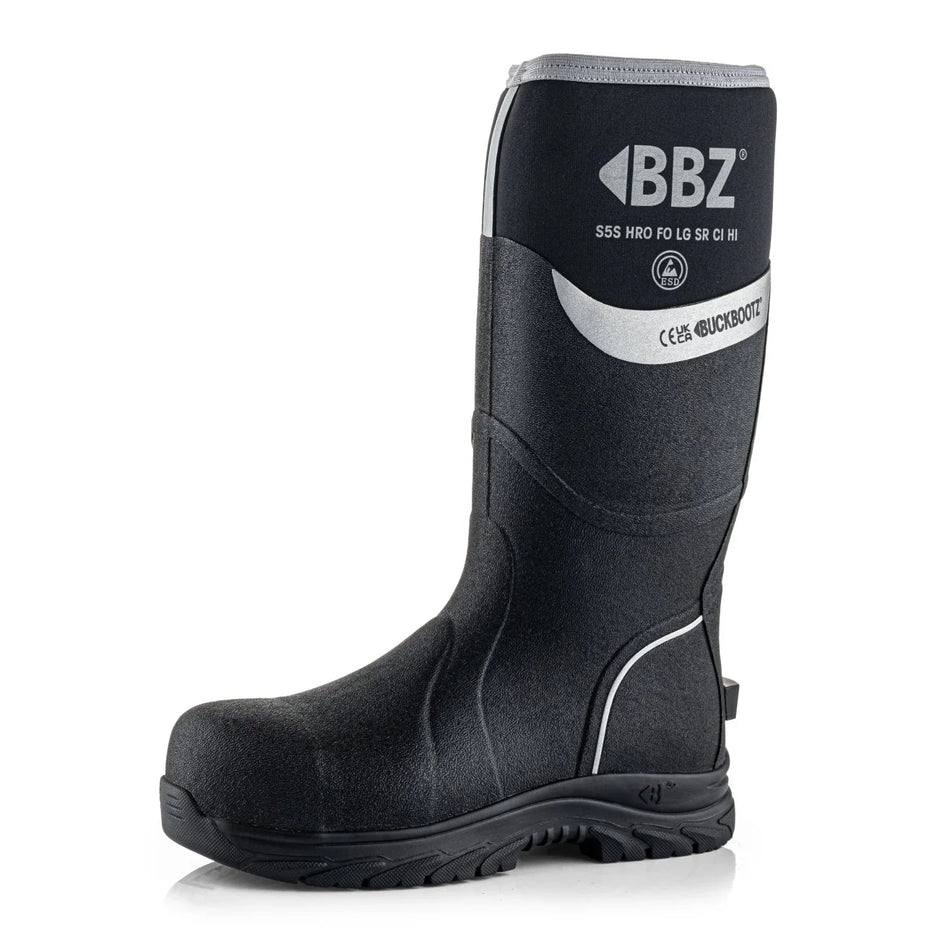 Buckbootz S5 Black Neoprene/Rubber Insulated Safety Wellington Main Image