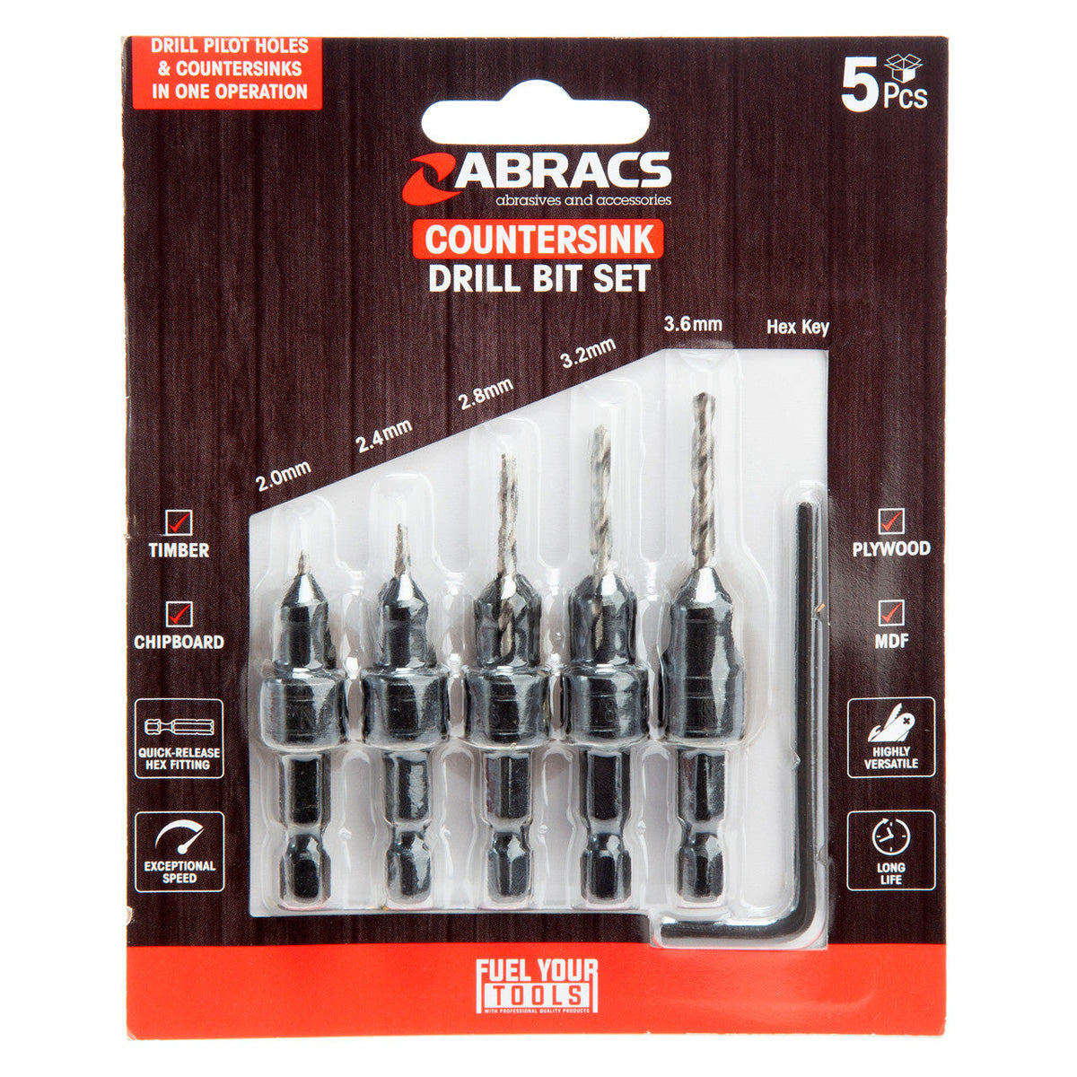 Abracs 5PC Countersink / Drill Sink Set Main Image