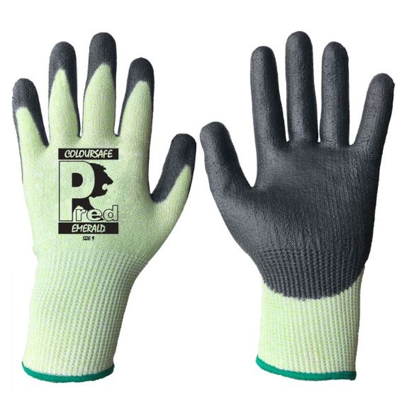 Predator Gloves Green PU Coloursafe 13 Gauge Cut Level C Cut Level 5