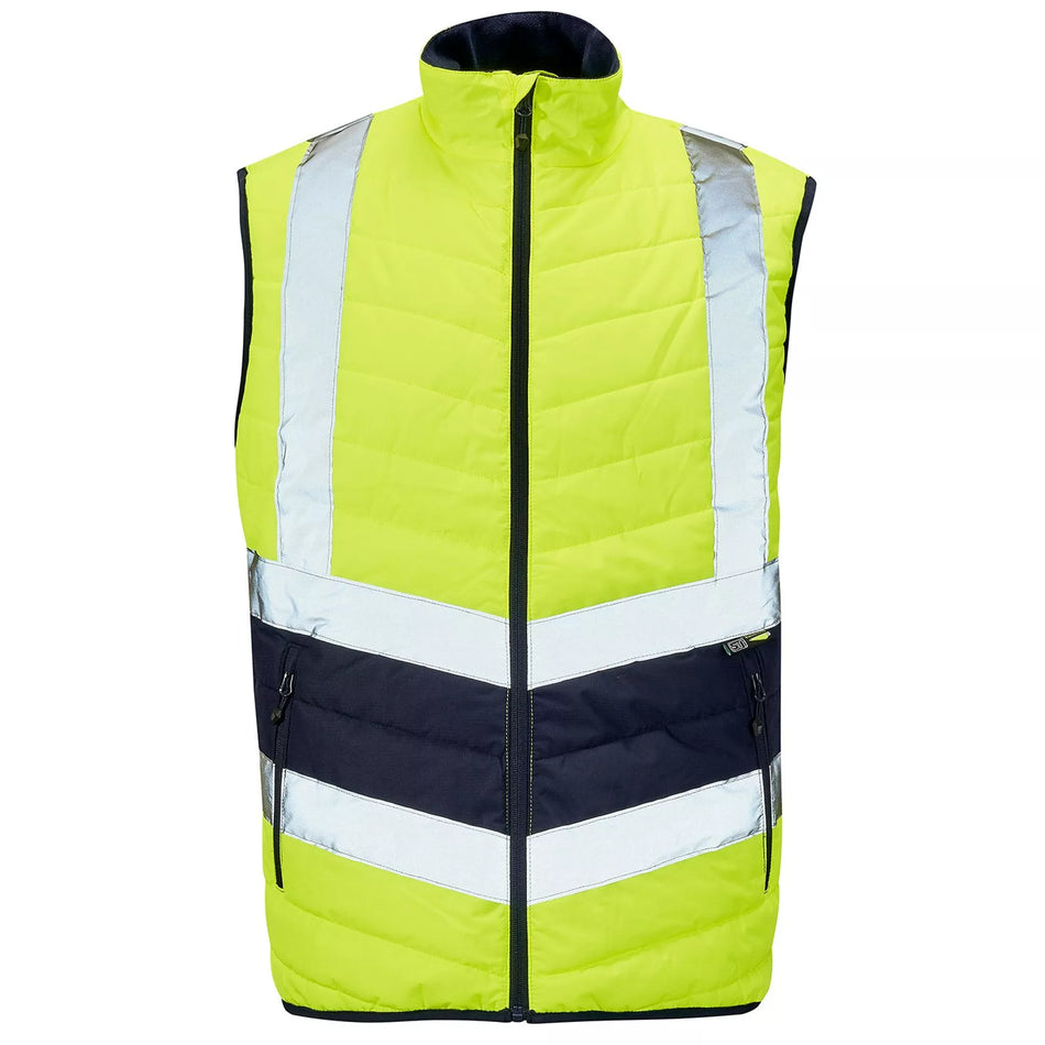 Hi-Vis Puffer Bodywarmer - Yellow / Navy Main Image [src:hvpbwy.jpg@20261026103149]