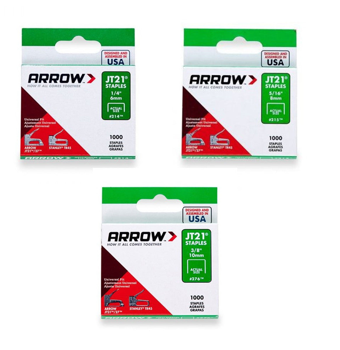 Arrow JT21 Staples 6mm 1/4" (1,000) Main Image