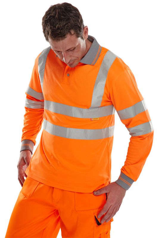 Hi-Vis Long Sleeved Polo Shirt - Orange [src:lspoloo2.jpg@20261026141628]