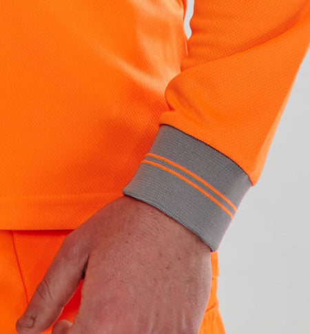 Hi-Vis Long Sleeved Polo Shirt - Orange [src:lspoloo4.jpg@20261026141635]