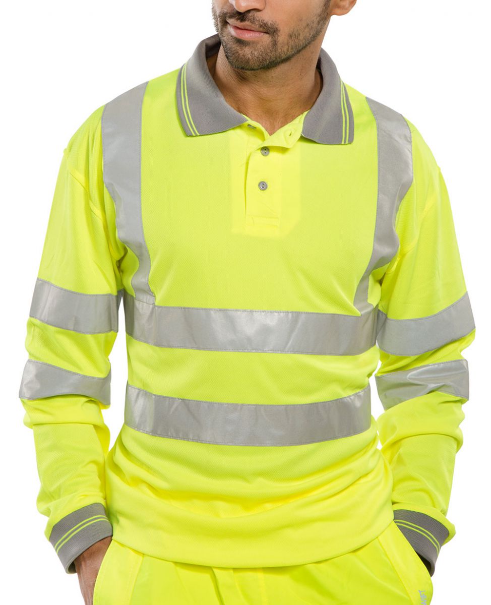 Hi-Vis Long Sleeved Polo Shirt - Yellow Main Image [src:lsy.jpg@20261026141835]