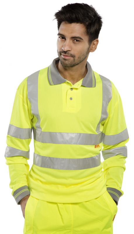 Hi-Vis Long Sleeved Polo Shirt - Yellow [src:lsy2.jpg@20261026141840]