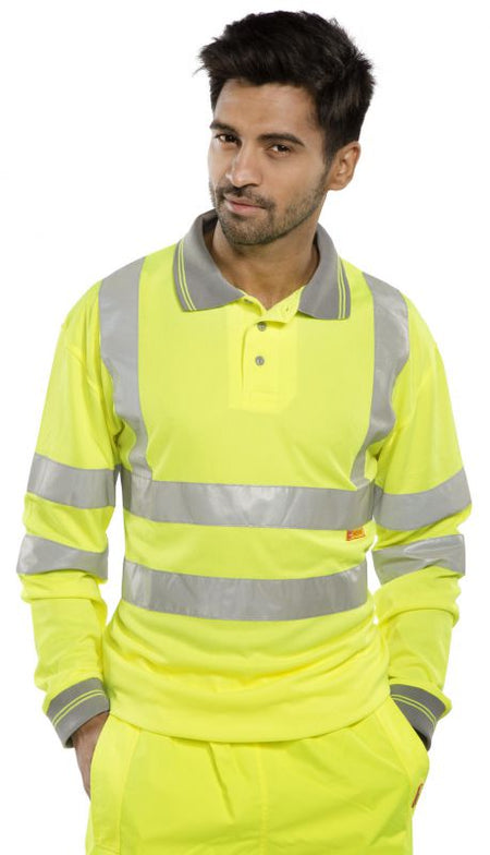 Hi-Vis Long Sleeved Polo Shirt - Yellow [src:lsy2.jpg@20261026141840]