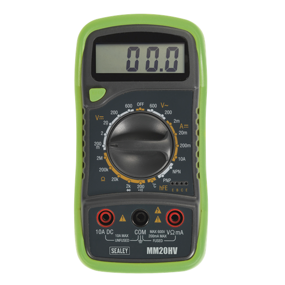 Sealey MM20HV 8-Function Hi-Vis Green Digital Multimeter with Thermocouple