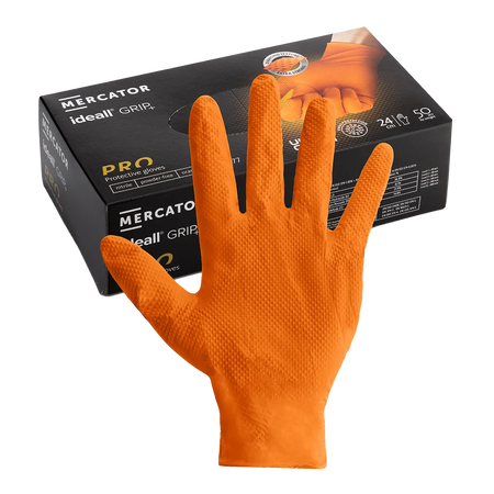 Orange Ideall® Grip Nitrile Gloves 50pcs Main Image [src:orange3.jpg@20260928132417]