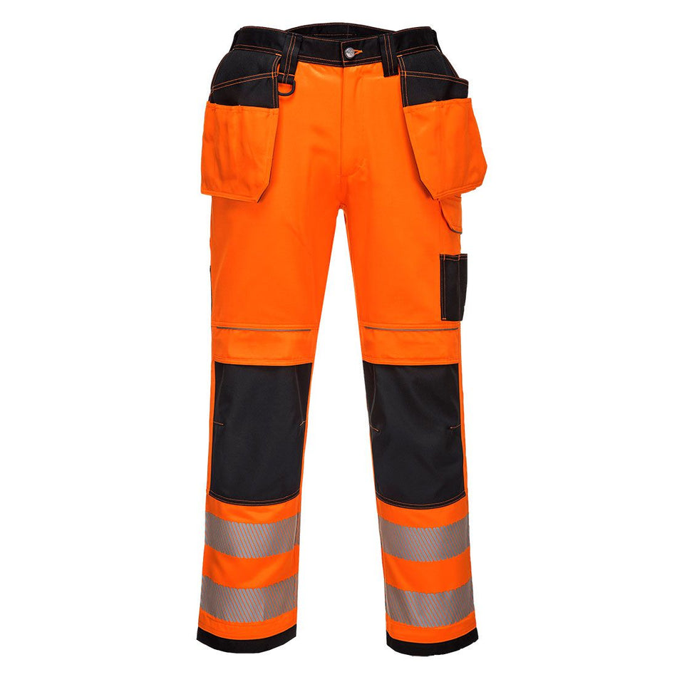 T501 - PW3 Hi-Vis Holster Pocket Work Trousers Orange/Black Main Image [src:pw3o.jpg@20261026142223]