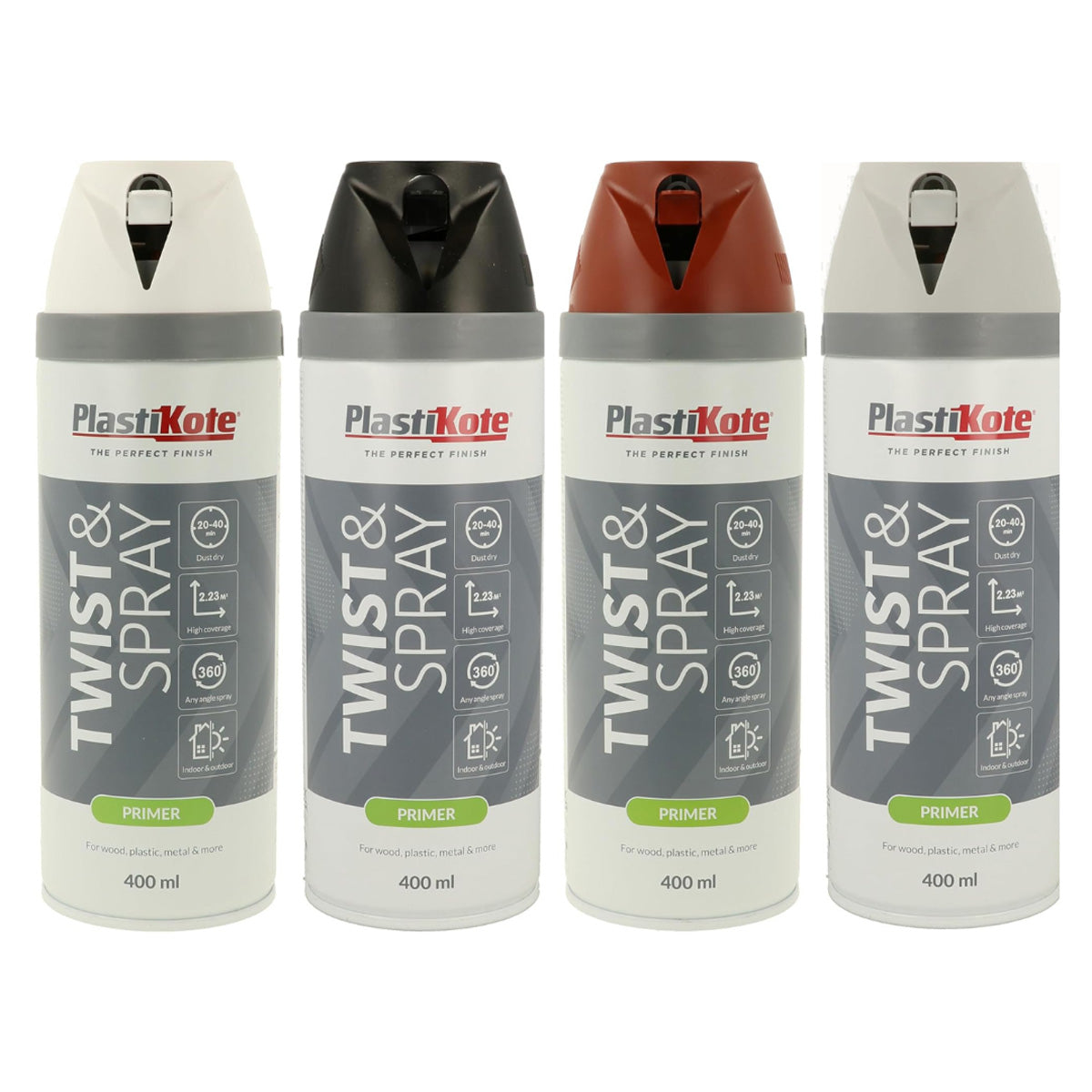 PlastiKote Twist & Spray Paint 400ml - Primer White Main Image