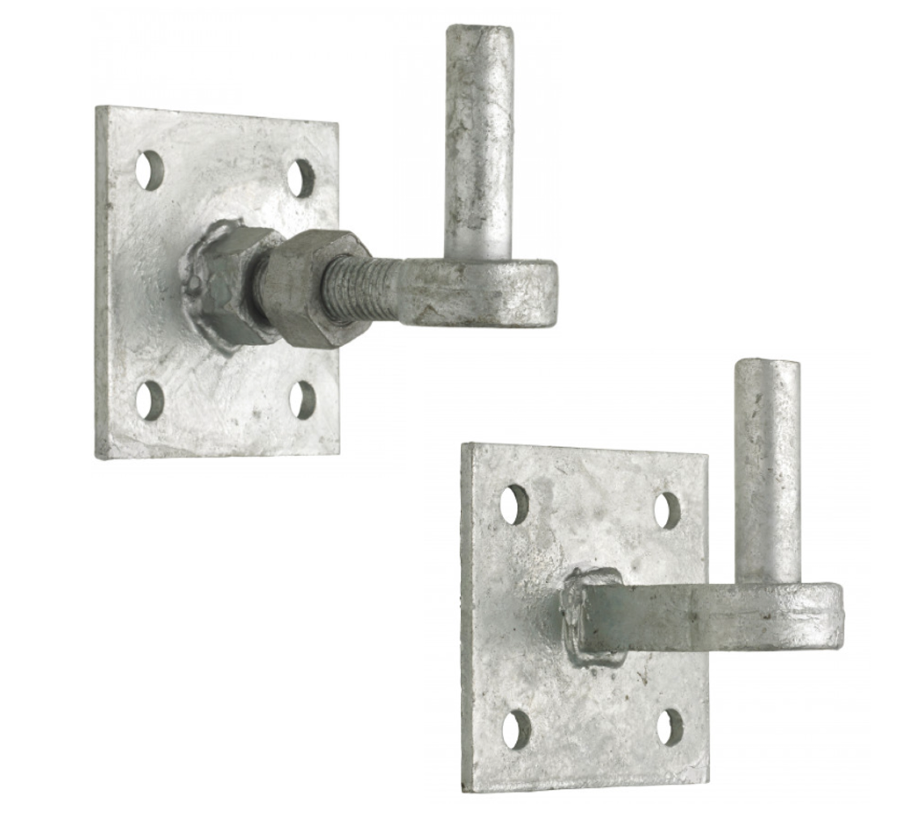 Heavy Duty 19mm 4" Square Hook on Plates Galvanised Gate Pins Plates