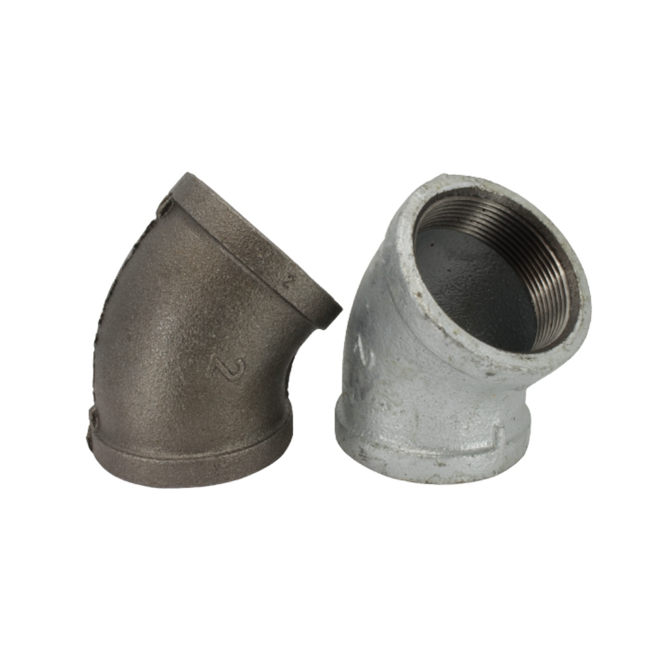 45° F/F Elbow Malleable Iron BSP All Sizes 1/8" - 3"