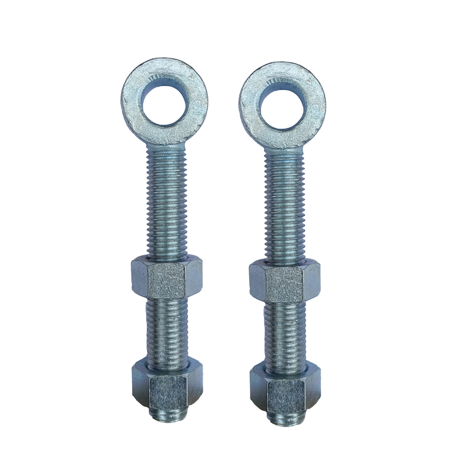 Pair of Adjustable Gate Eye Bolts +Nuts - Zinc Plated