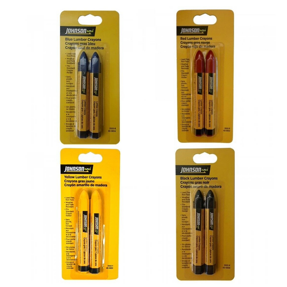 Johnson Builders Marker Crayon 2 Pack / Weather Resistant - Blue Red Yellow Black