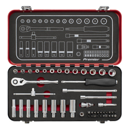 Sealey Socket Set 49pc 1/4"Sq Drive Premier Platinum Series Main Image
