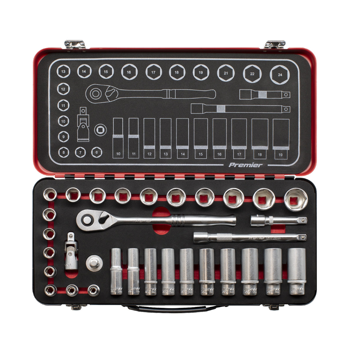 Sealey Socket Set 3/8"Sq Drive 32pc - Premier Platinum Series Main Image