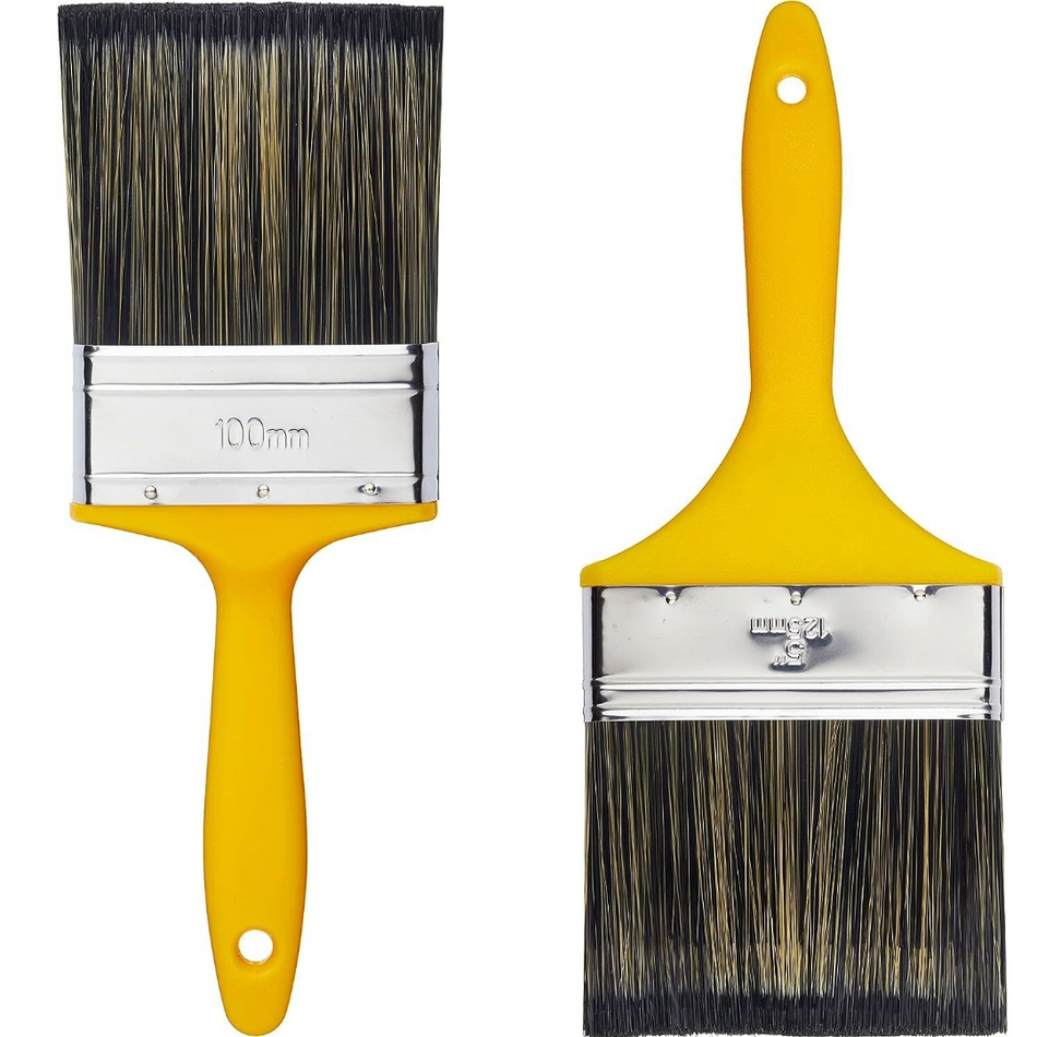 ProDec Flat Masonry Paint Brush Yellow 4" 100mm / 5" 125mm Traditional Trade