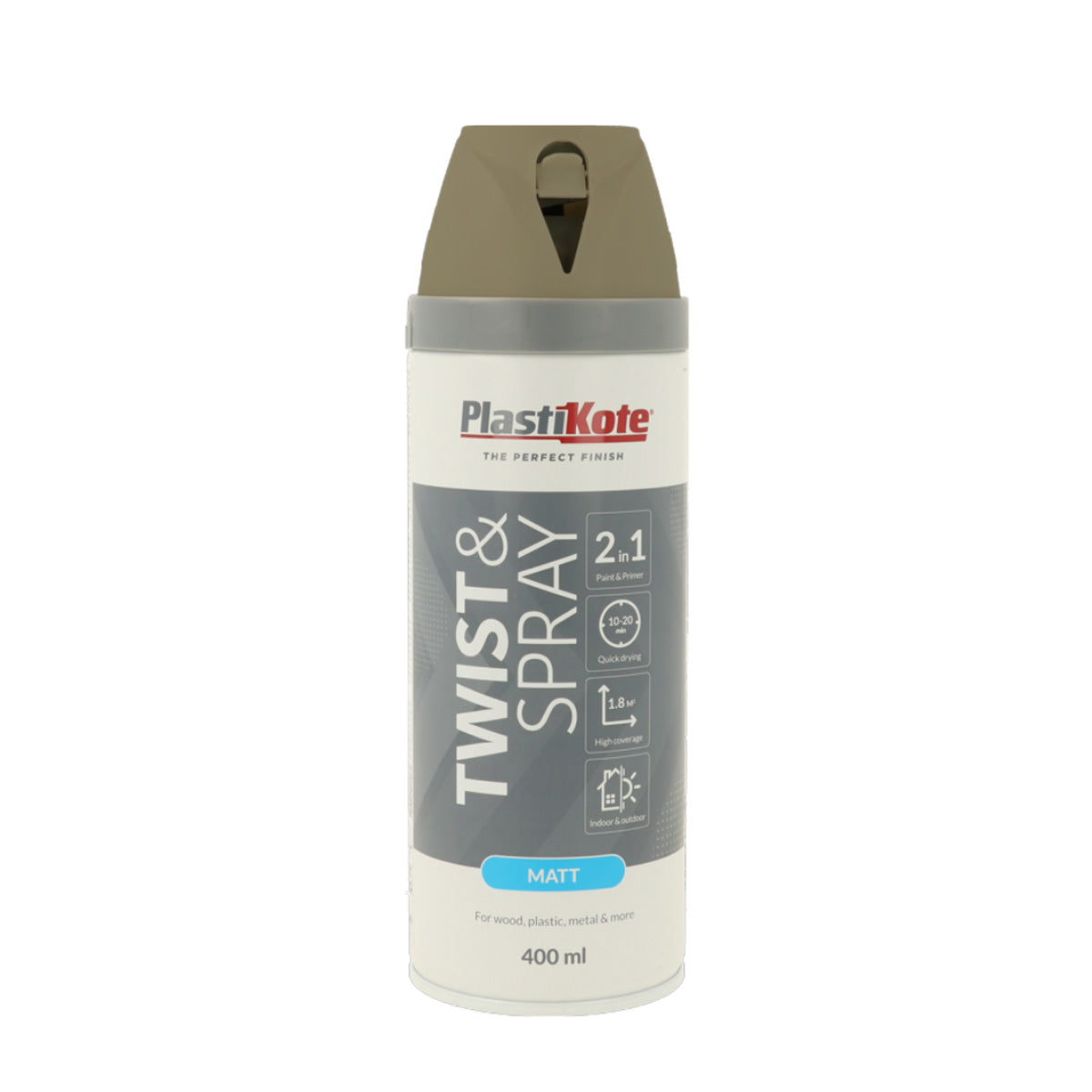 PlastiKote Twist & Spray Paint 400ml - Matt Olive Green (RAL 6003) [src:untitled_design_12.jpg@20260112092430]