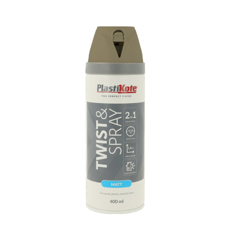 PlastiKote Twist & Spray Paint 400ml - Matt Olive Green (RAL 6003) [src:untitled_design_12.jpg@20260112092430]