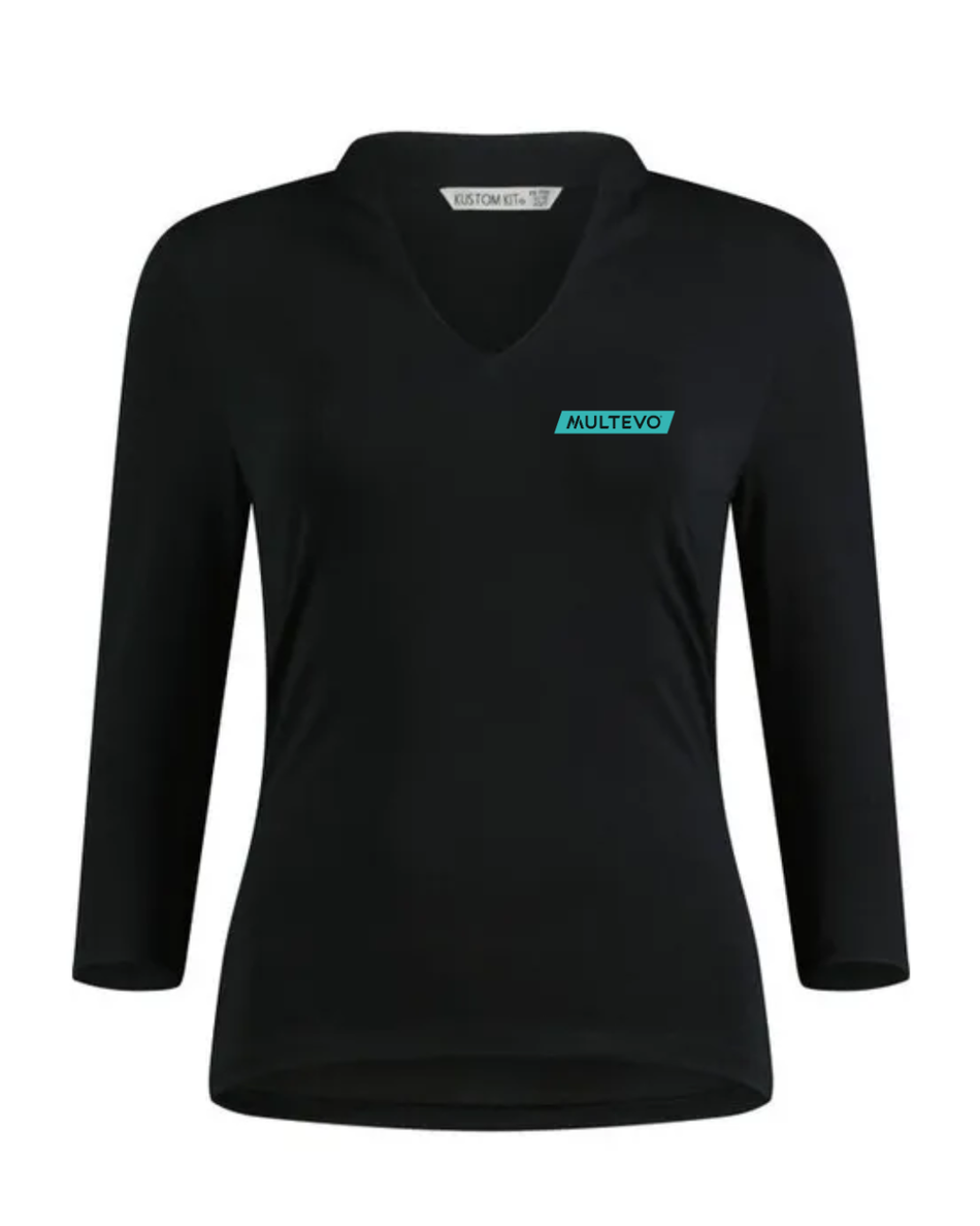 Regular Fit Mandarin Collar Top - Black - Ladies