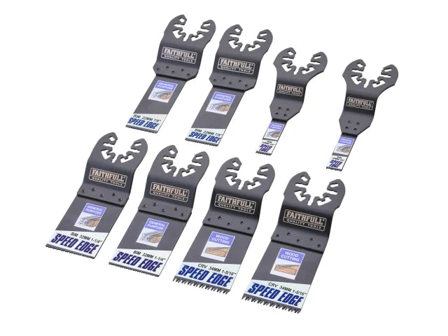 Faithfull 8 Piece Multi-Tool Speed Edge Blade Set Main Image [src:xms26multi8.jpg@20260921150144]