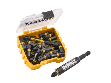 DeWalt 25 Piece PZ2 25 & 50mm Bit Set with Mag Adaptor Main Image [src:xms26tictac.jpg@20260923094754]
