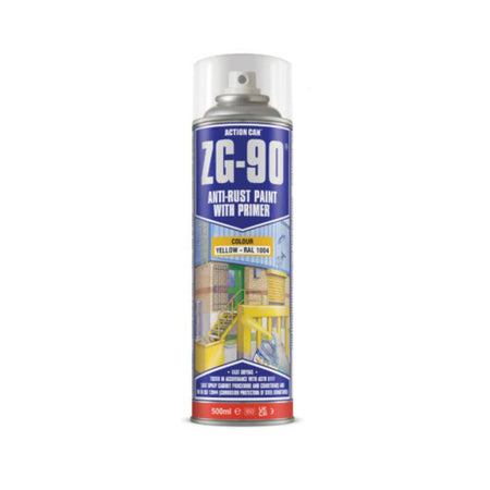 ZG-90 White RAL 9010 Rapid Dry Galvanise & Anti-Rust Paint with Primer 500ml Spray - Satin Finish [src:yellow.jpg@20260112092511]