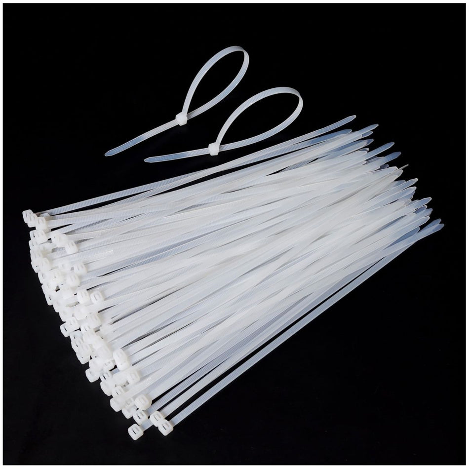 914mm x 9.0mm Natural White Nylon Cable Tie x50 Main Image [src:clear cable ties.jpg@20261008150918]