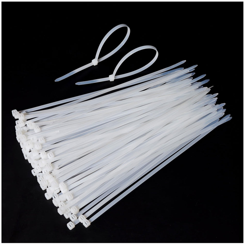 203mm x 3.6mm Natural White Nylon Cable Tie x100