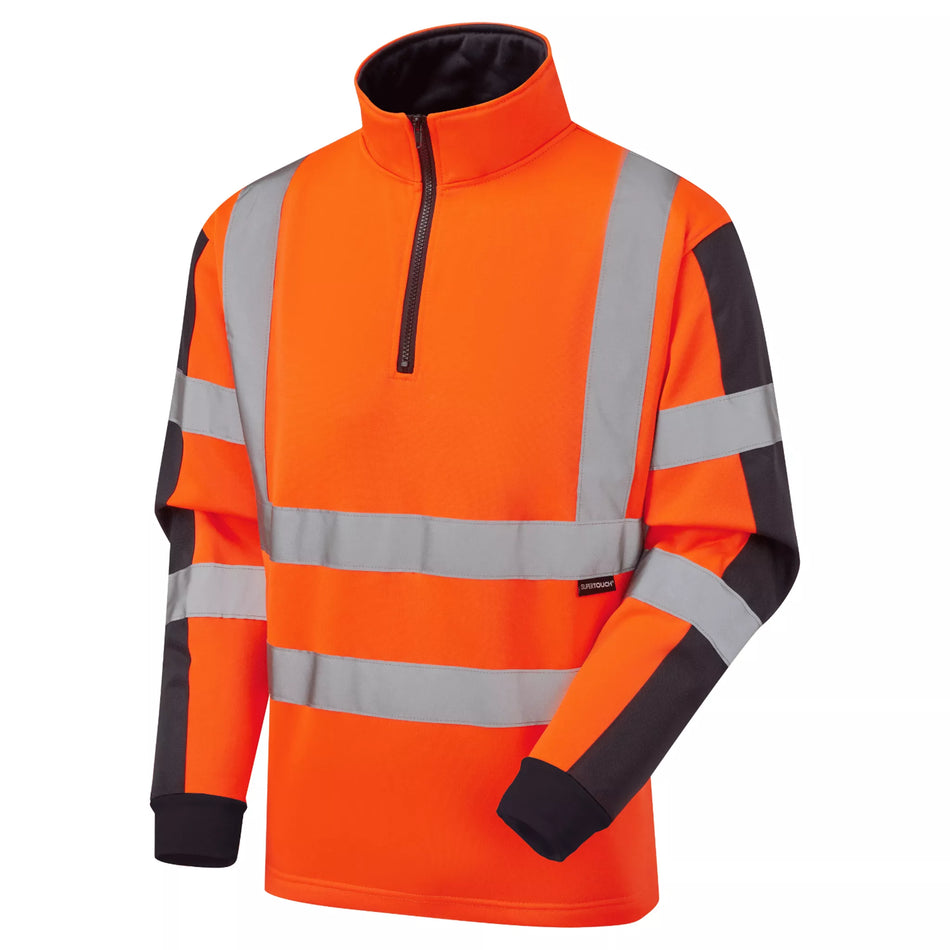 Hi-Vis 1/4 Zip Rugby Shirt - Orange/Navy Main Image [src:hvrugbyo.jpg@20261026111526]