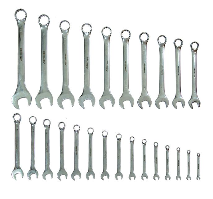 Jefferson 25 Piece Mirror Polished Combination Spanner Set + Pouch