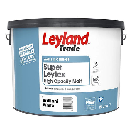 Leyland Trade Super Leytex Matt 15L Brilliant White Main Image