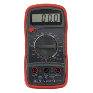 Sealey MM20 8-Function Hi-Vis Red Digital Multimeter with Thermocouple