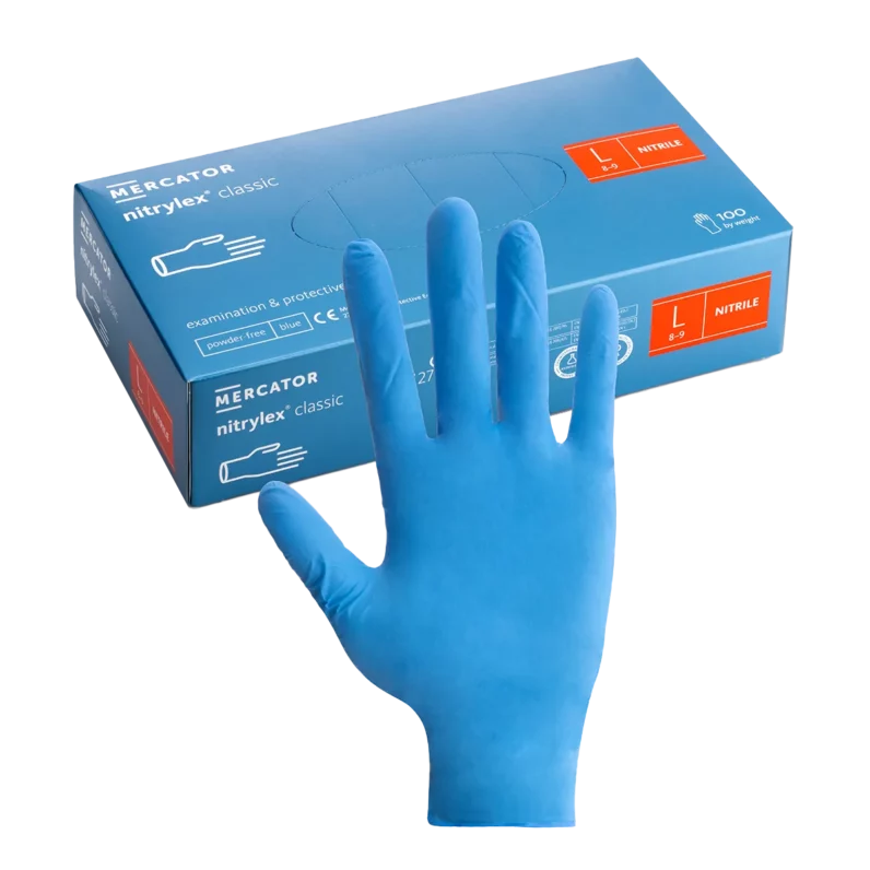 Mercator Nitrylex® Classic Blue Nitrile Gloves x100 Main Image [src:nity3.jpg@20261021140541]